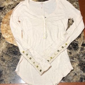 Free People long sleeve shirt with lace detail